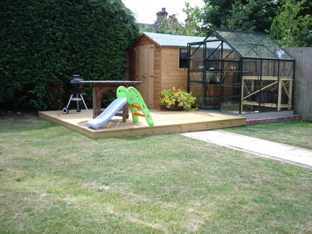 Greenhouse and deck
