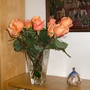Orange roses tinged with pink - in celebration of my getting tenure!