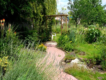 Walk down path 4 in back garden'