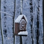 Bird house in snow