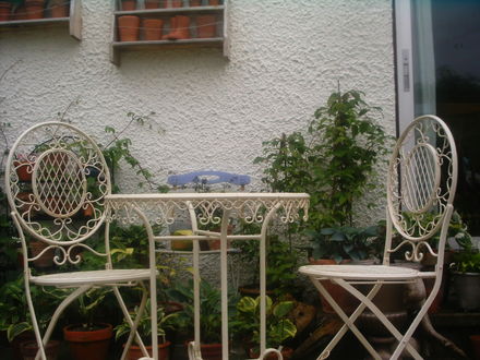 the patio, I change the pot display all the time