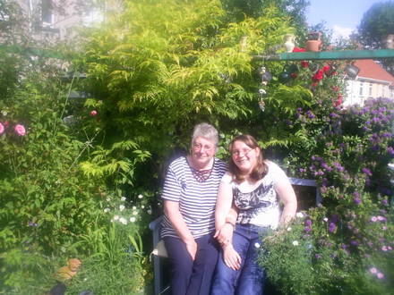 lucy and grandaughter in back garden