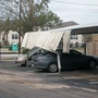 Bent carport. 