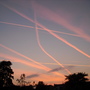 Vapour trails over Ashford