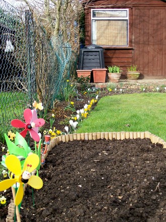 25th feb 2008 veggi patch and buddy's bed