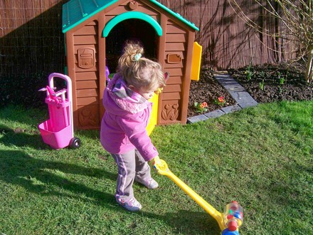 mowing the lawn!